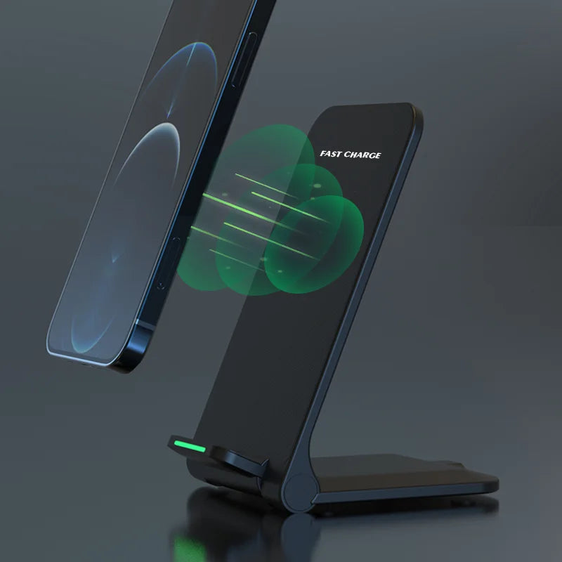 Premium 100W Wireless Charger Stand Schnellladestation Pad für Apple iPhone, iOS, Android Smartphones – Typ-C, Qi Dock, Doppelspule, Sicherheitsfunktionen