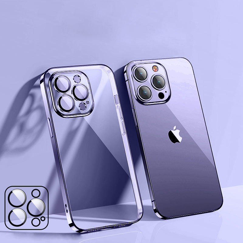High-Quality Plating Transparent iPhone Case - Soft Silicone Shockproof Cover with Lens Protector Case for iPhone