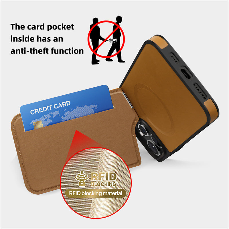 Premium MagSafe Leather iPhone Case – Magnetic Wireless Charging, Card Holder Wallet, Shockproof Protection, Sleek Design for iPhone Models