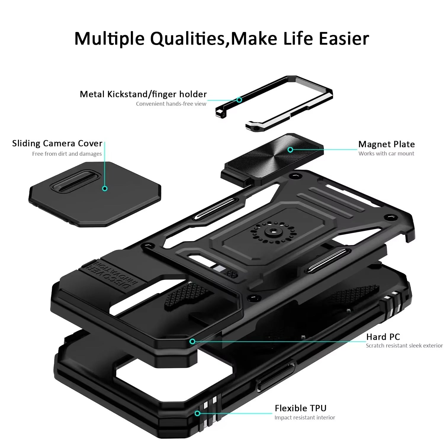 Premium Apple iPhone Case, Camera Protection, Screen Protection, Ultra Thin, Shockproof, Magnetic, Full All Around Protection