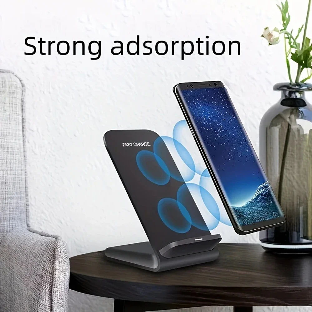 Premium 100W Wireless Charger Stand Schnellladestation Pad für Apple iPhone, iOS, Android Smartphones – Typ-C, Qi Dock, Doppelspule, Sicherheitsfunktionen
