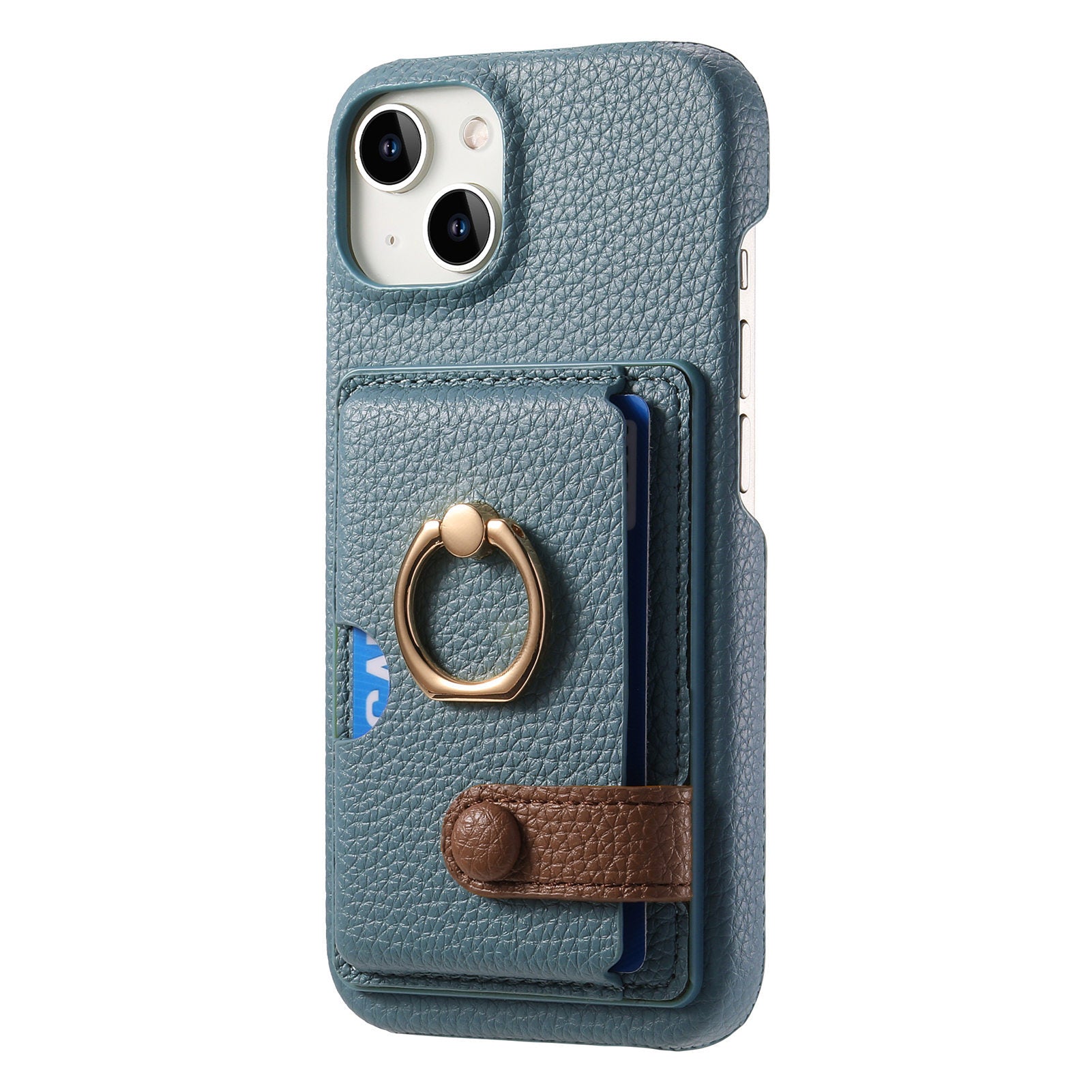 Premium Leather Ring Stand Wallet iPhone Case Card Holder, Magnetic Closure, and Kickstand Support for Hands-Free Convenience