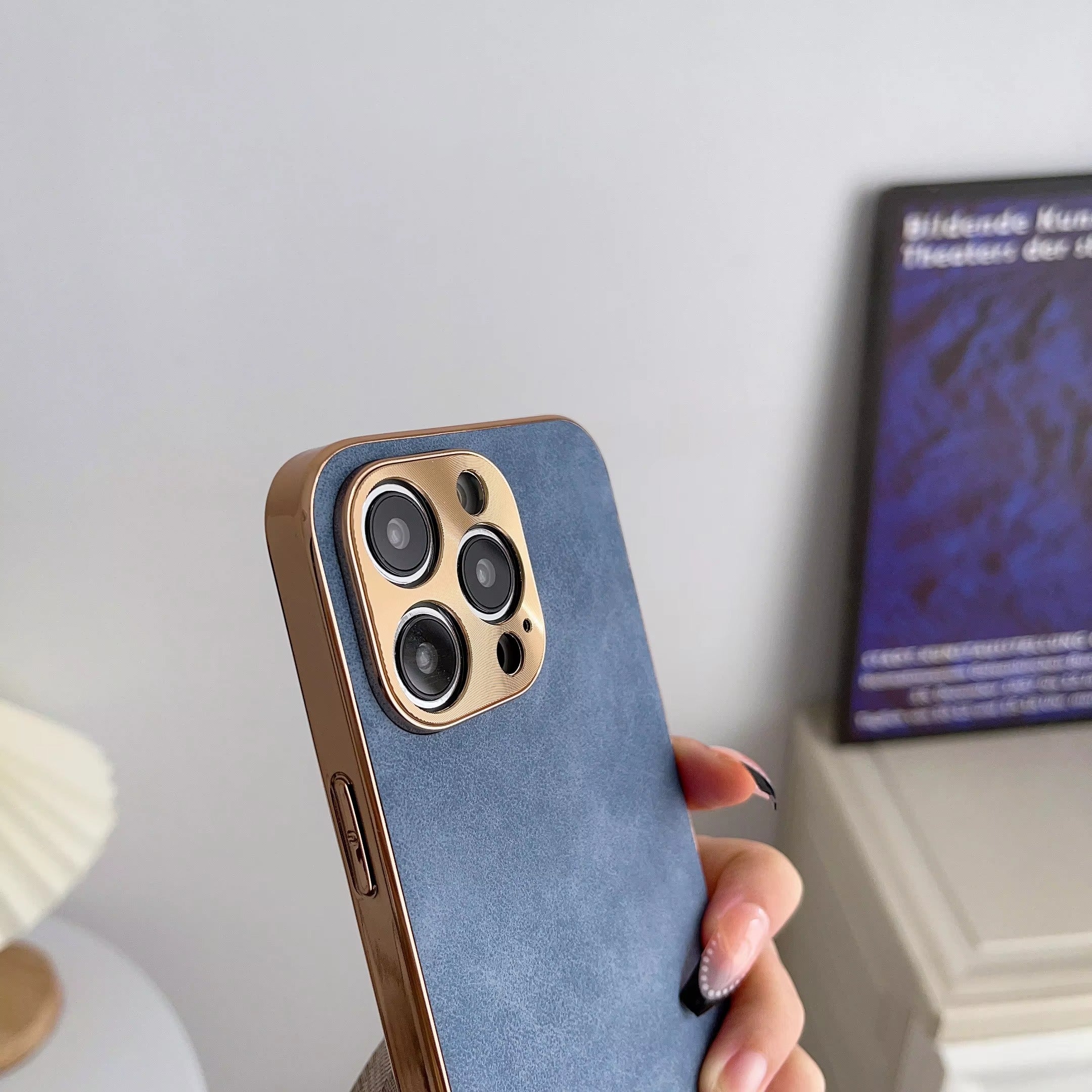 Luxury Lambskin Leather iPhone Case – Electroplated Frame, Soft & Durable Shell, Stylish Protection for Everyday Use