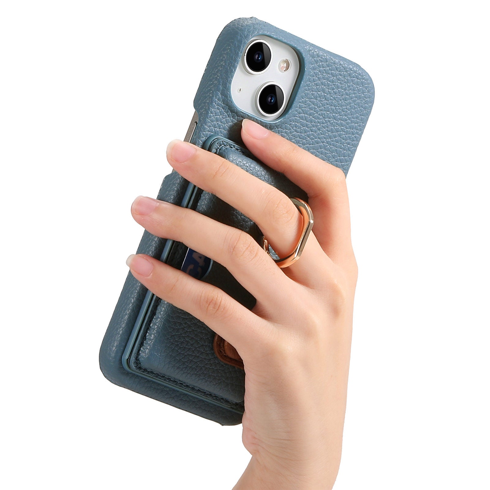 Premium Leather Ring Stand Wallet iPhone Case Card Holder, Magnetic Closure, and Kickstand Support for Hands-Free Convenience