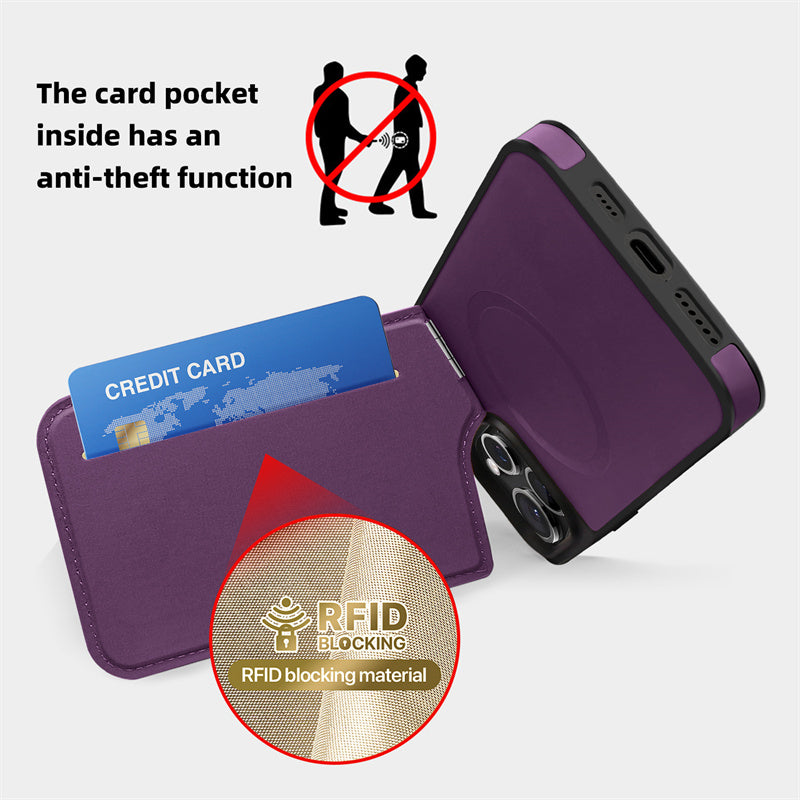 Premium MagSafe Leather iPhone Case – Magnetic Wireless Charging, Card Holder Wallet, Shockproof Protection, Sleek Design for iPhone Models