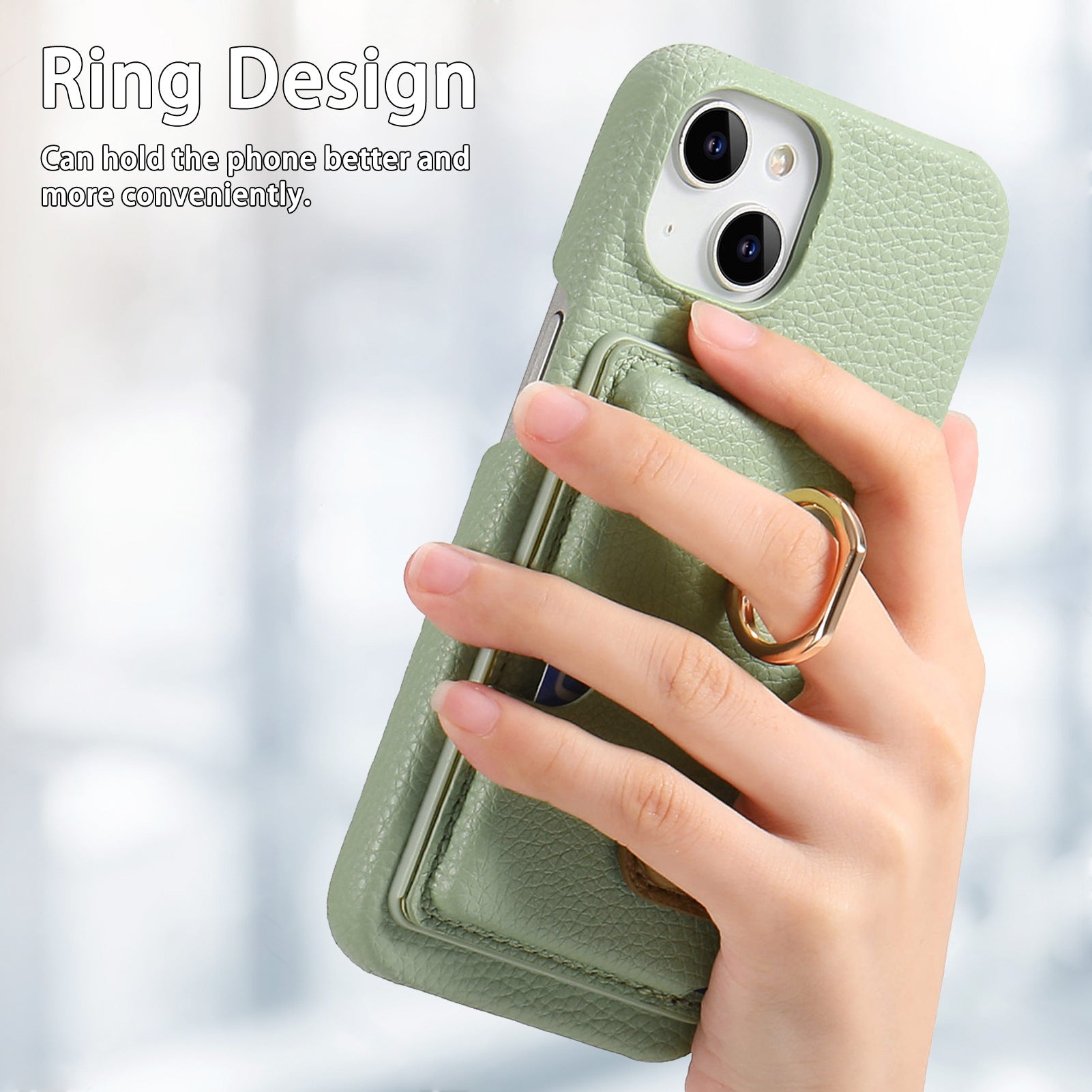 Premium Leather Ring Stand Wallet iPhone Case Card Holder, Magnetic Closure, and Kickstand Support for Hands-Free Convenience