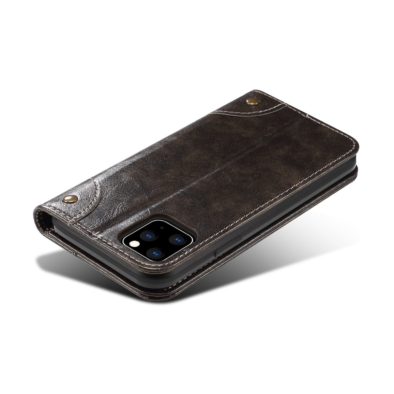 Luxury Genuine Leather Wallet Flip iPhone Case – Magnetic Closure, Card Holder, Stand Function, Shockproof Protective Cover, Classic Book-Style Design