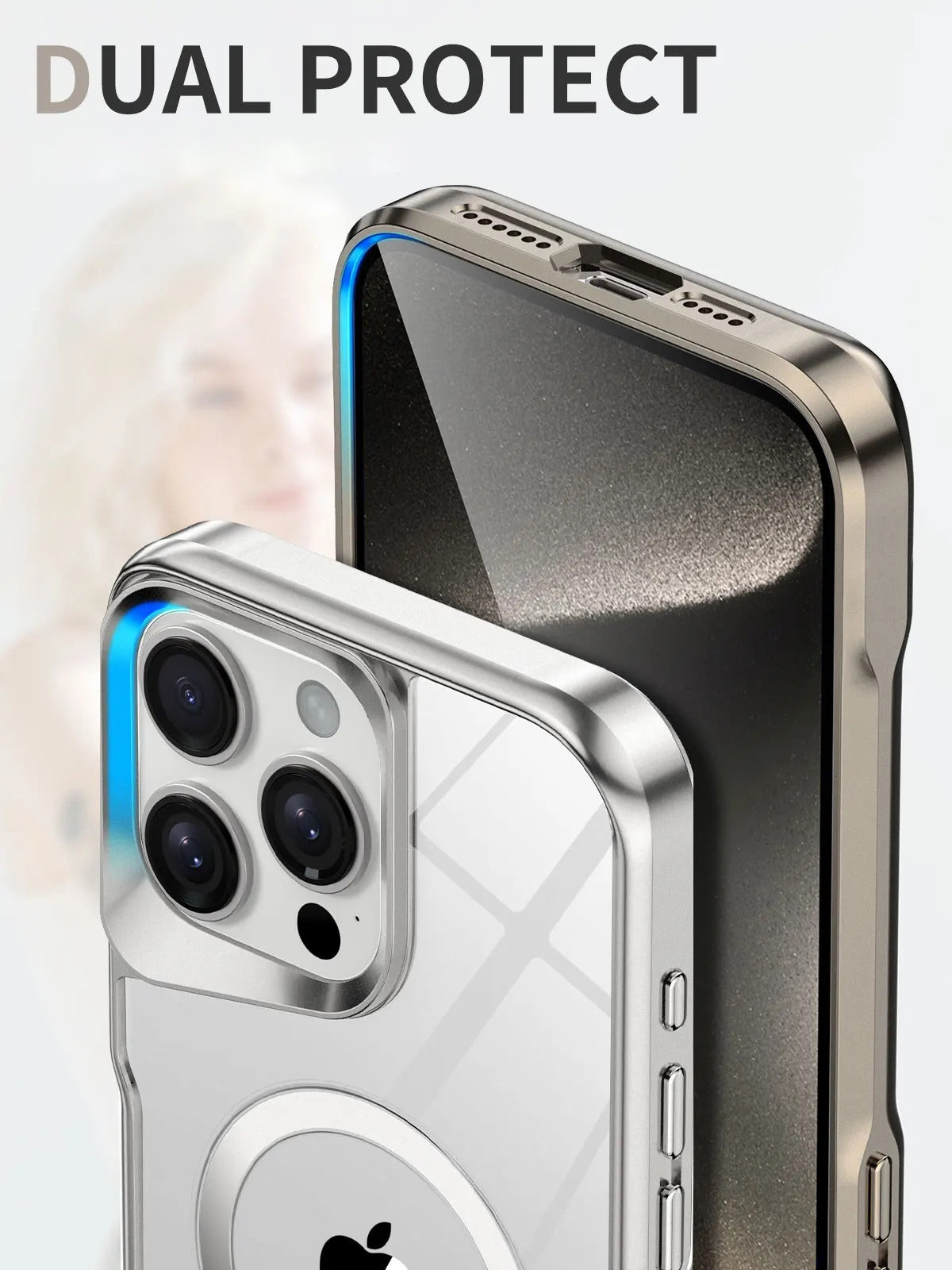 Luxury Plating Frame MagSafe iPhone Case - Magnetic Transparent Cover, Wireless Charging Compatible Case for iPhone