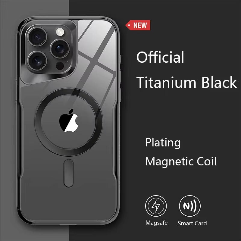 Luxury Plating Frame MagSafe iPhone Case - Magnetic Transparent Cover, Wireless Charging Compatible Case for iPhone