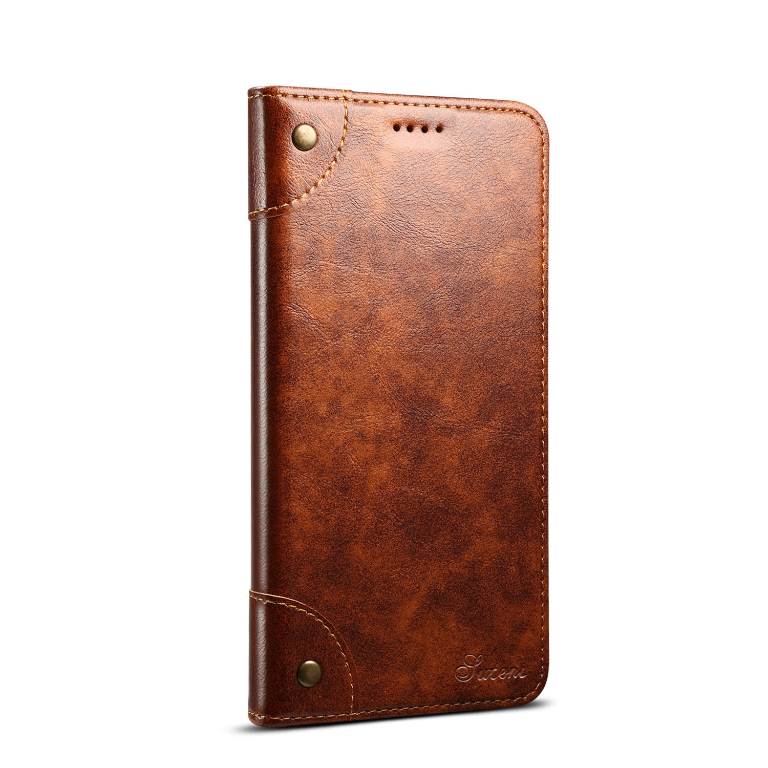 Luxury Genuine Leather Wallet Flip iPhone Case – Magnetic Closure, Card Holder, Stand Function, Shockproof Protective Cover, Classic Book-Style Design