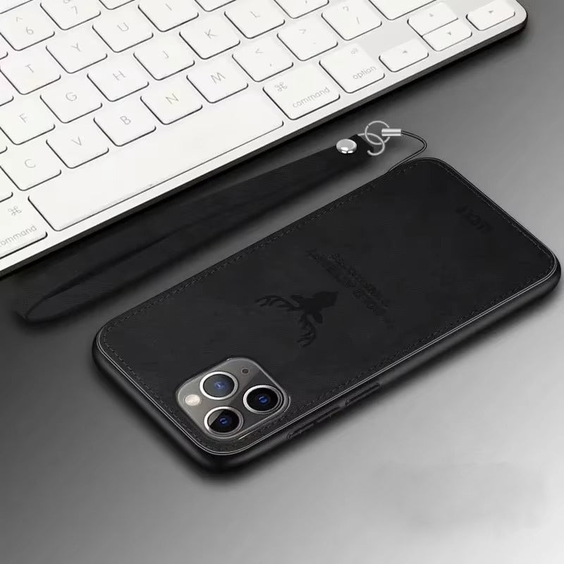 Premium  Fashion Cloth iPhone Case – Built-in Magnetic Iron, Deer & Cat Design Durable Protective Shell | Case for iPhone