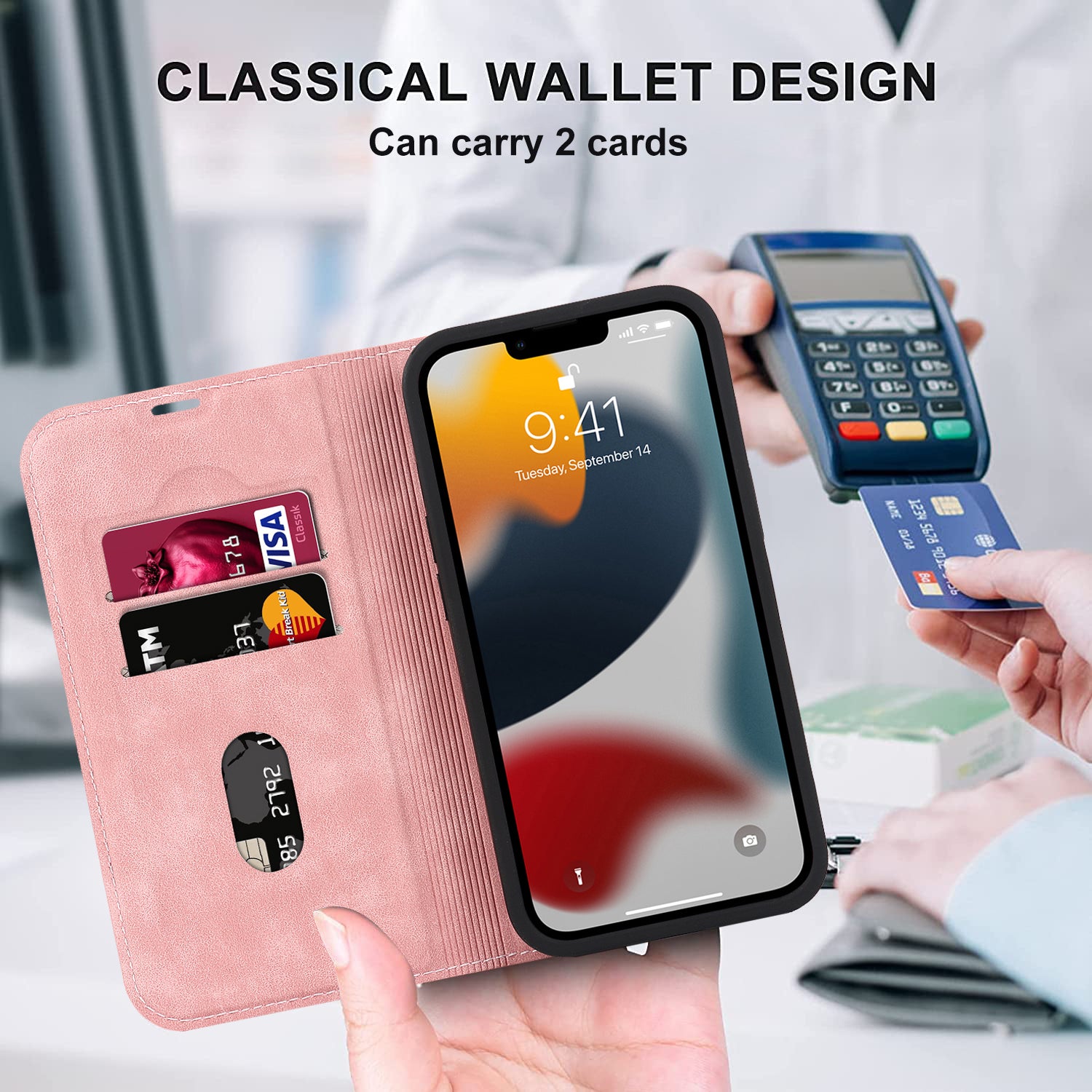 Luxuriöse magnetische Leder-Brieftaschenhülle für das iPhone – MagSafe Kabelloses Laden, Kartensteckplatz, Standfunktion, Premium-Schutz, stilvolle und langlebige Hülle