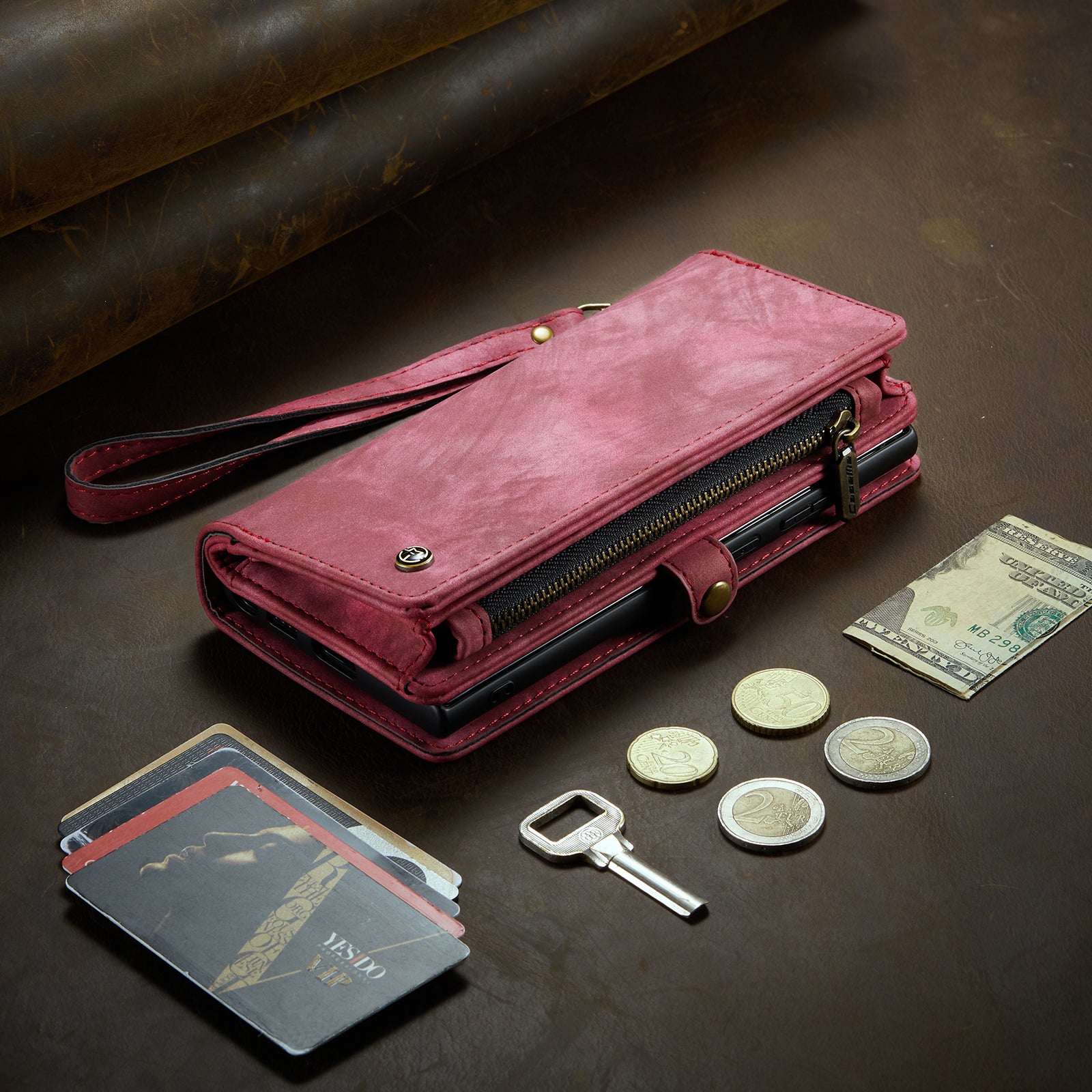 Luxury Detachable Leather Wallet iPhone Case – Multi-Function Zipper Flip Cover, Card Holder, Shockproof Protection, Magnetic Closure for iPhone