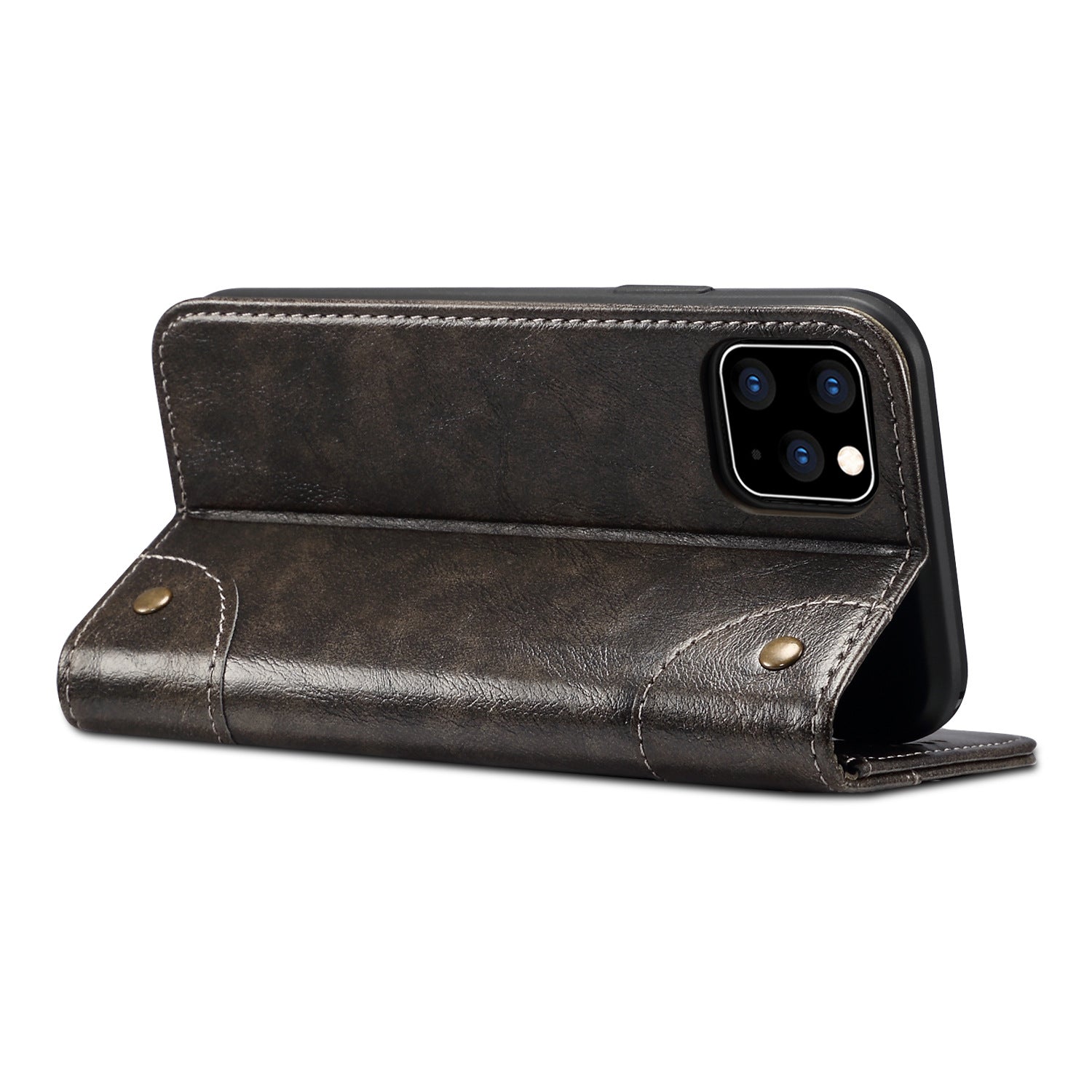 Luxury Genuine Leather Wallet Flip iPhone Case – Magnetic Closure, Card Holder, Stand Function, Shockproof Protective Cover, Classic Book-Style Design