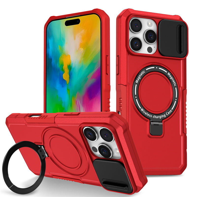 MagSafe Armor iPhone Case – Magnetic Holder, Wireless Charging, Slide Camera Protection, Full-Body Cover for iPhone Models