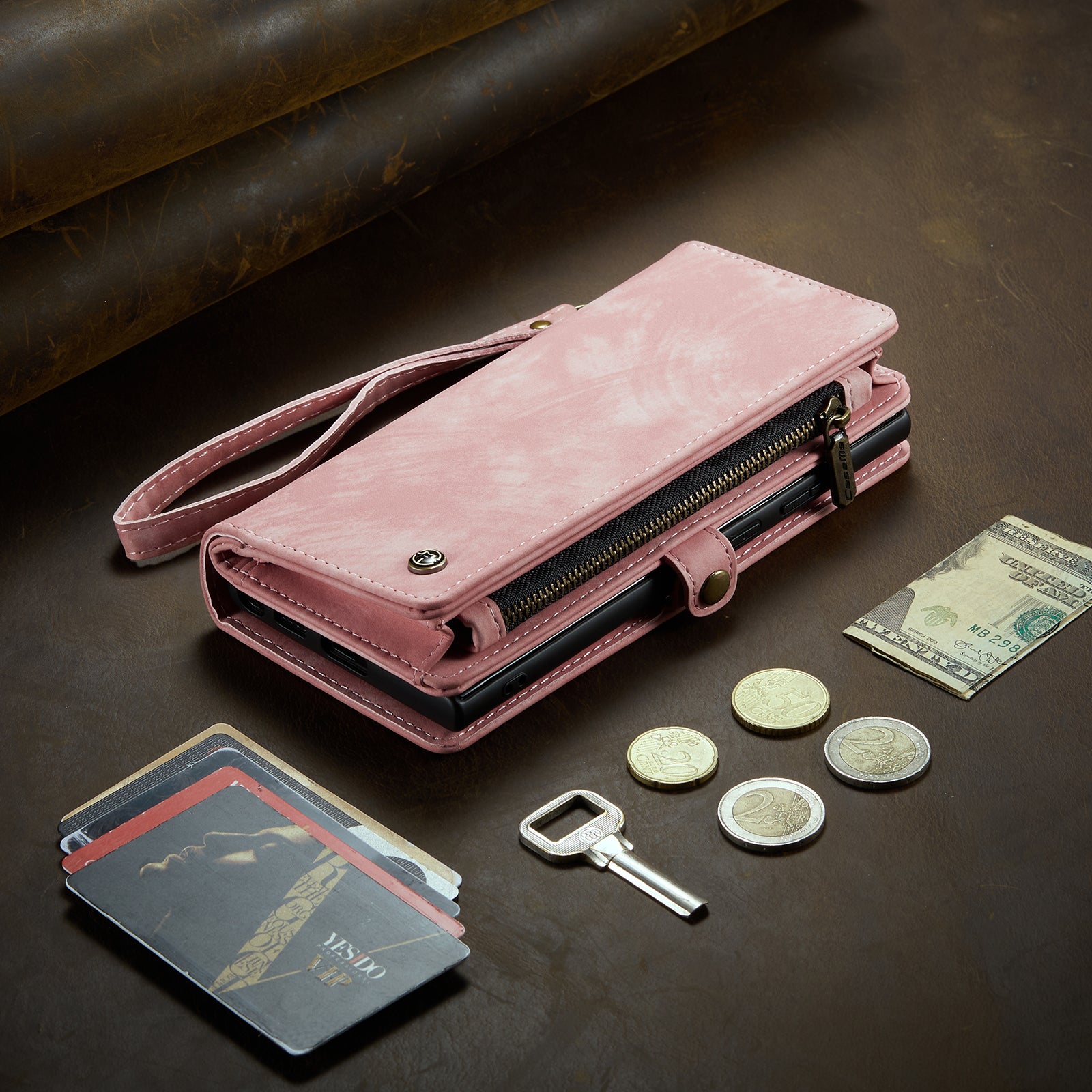 Luxury Detachable Leather Wallet iPhone Case – Multi-Function Zipper Flip Cover, Card Holder, Shockproof Protection, Magnetic Closure for iPhone