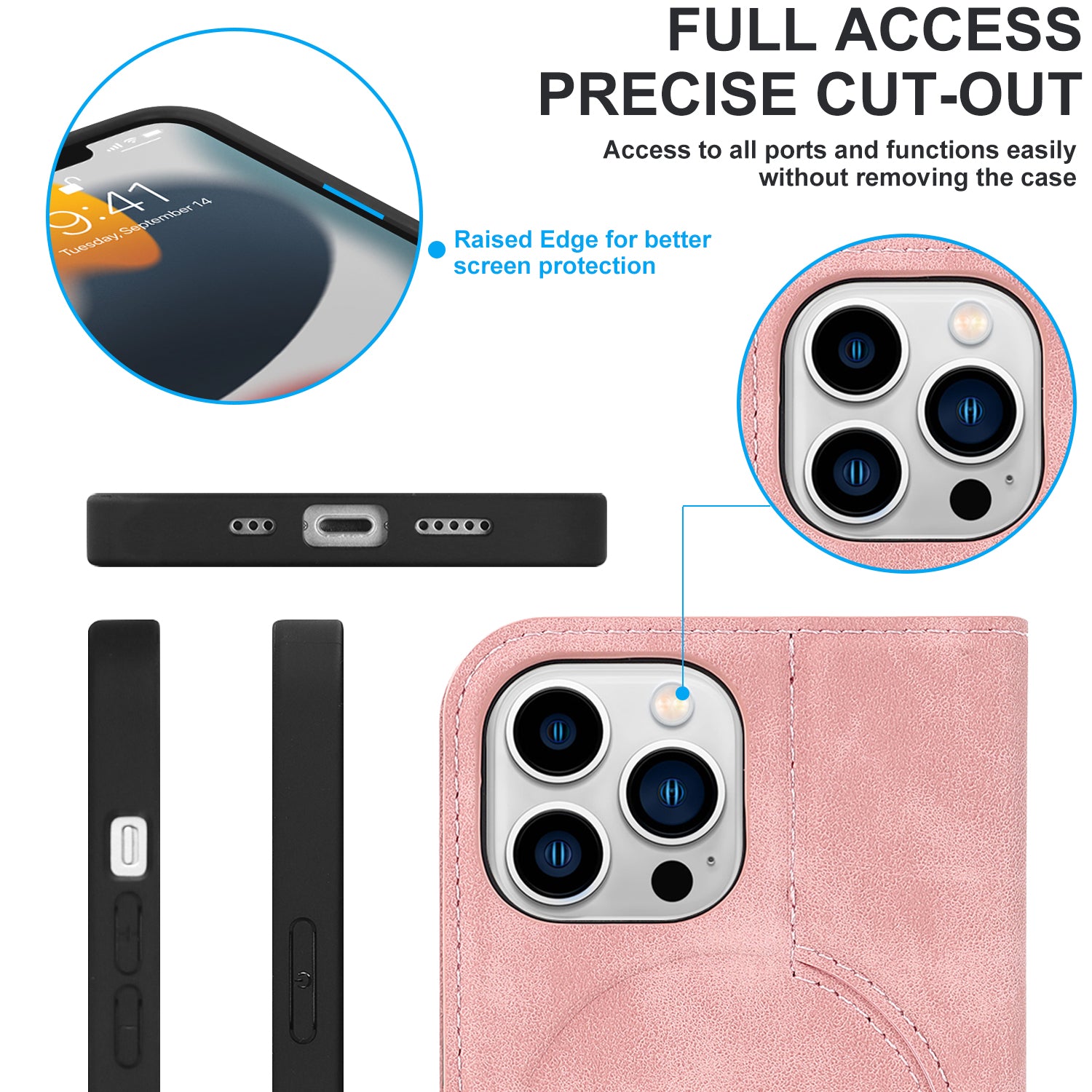 Luxuriöse magnetische Leder-Brieftaschenhülle für das iPhone – MagSafe Kabelloses Laden, Kartensteckplatz, Standfunktion, Premium-Schutz, stilvolle und langlebige Hülle