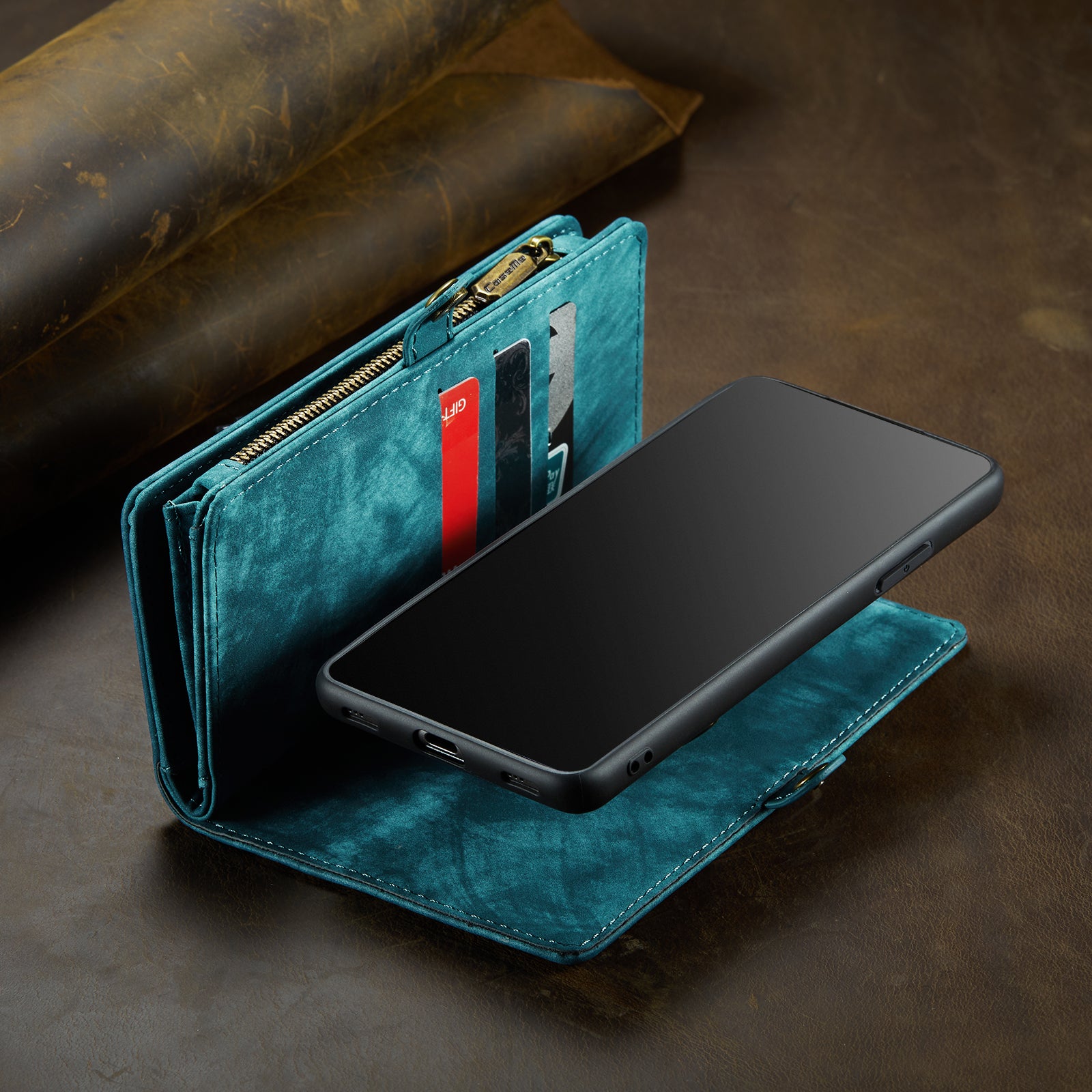 Luxury Detachable Leather Wallet iPhone Case – Multi-Function Zipper Flip Cover, Card Holder, Shockproof Protection, Magnetic Closure for iPhone