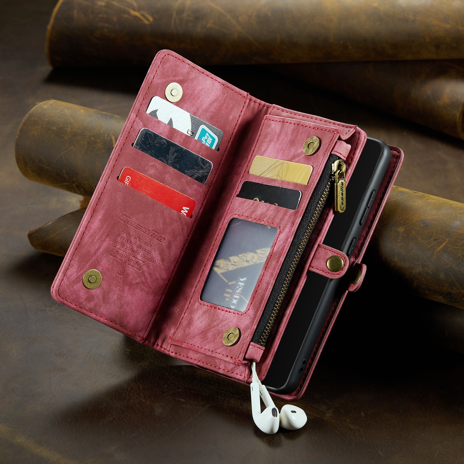 Luxury Detachable Leather Wallet iPhone Case – Multi-Function Zipper Flip Cover, Card Holder, Shockproof Protection, Magnetic Closure for iPhone