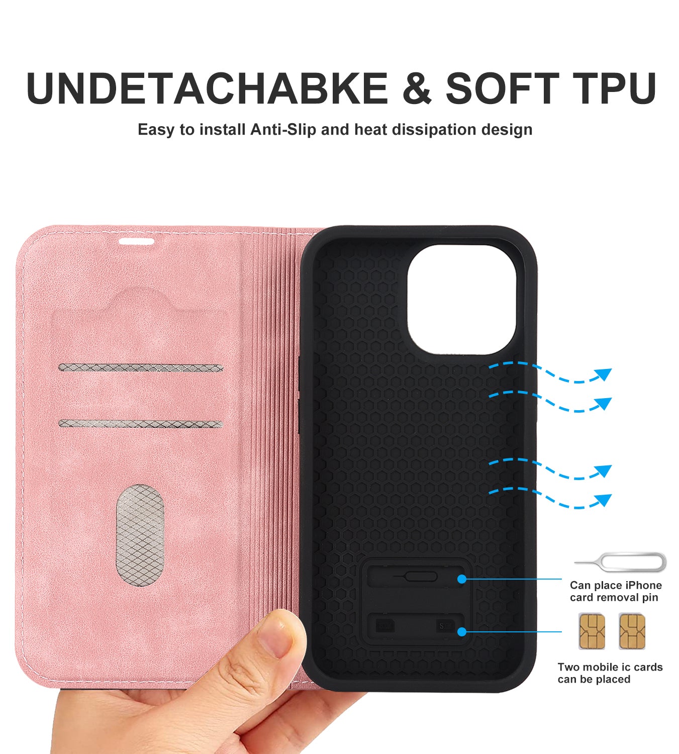 Luxuriöse magnetische Leder-Brieftaschenhülle für das iPhone – MagSafe Kabelloses Laden, Kartensteckplatz, Standfunktion, Premium-Schutz, stilvolle und langlebige Hülle