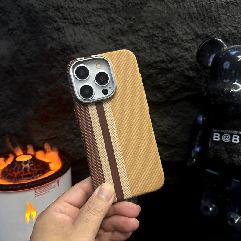 Hit Color Carbon Fiber Texture MagSafe iPhone Case – Wireless Charging Hard PC Cover with Relief Design for iPhone Models