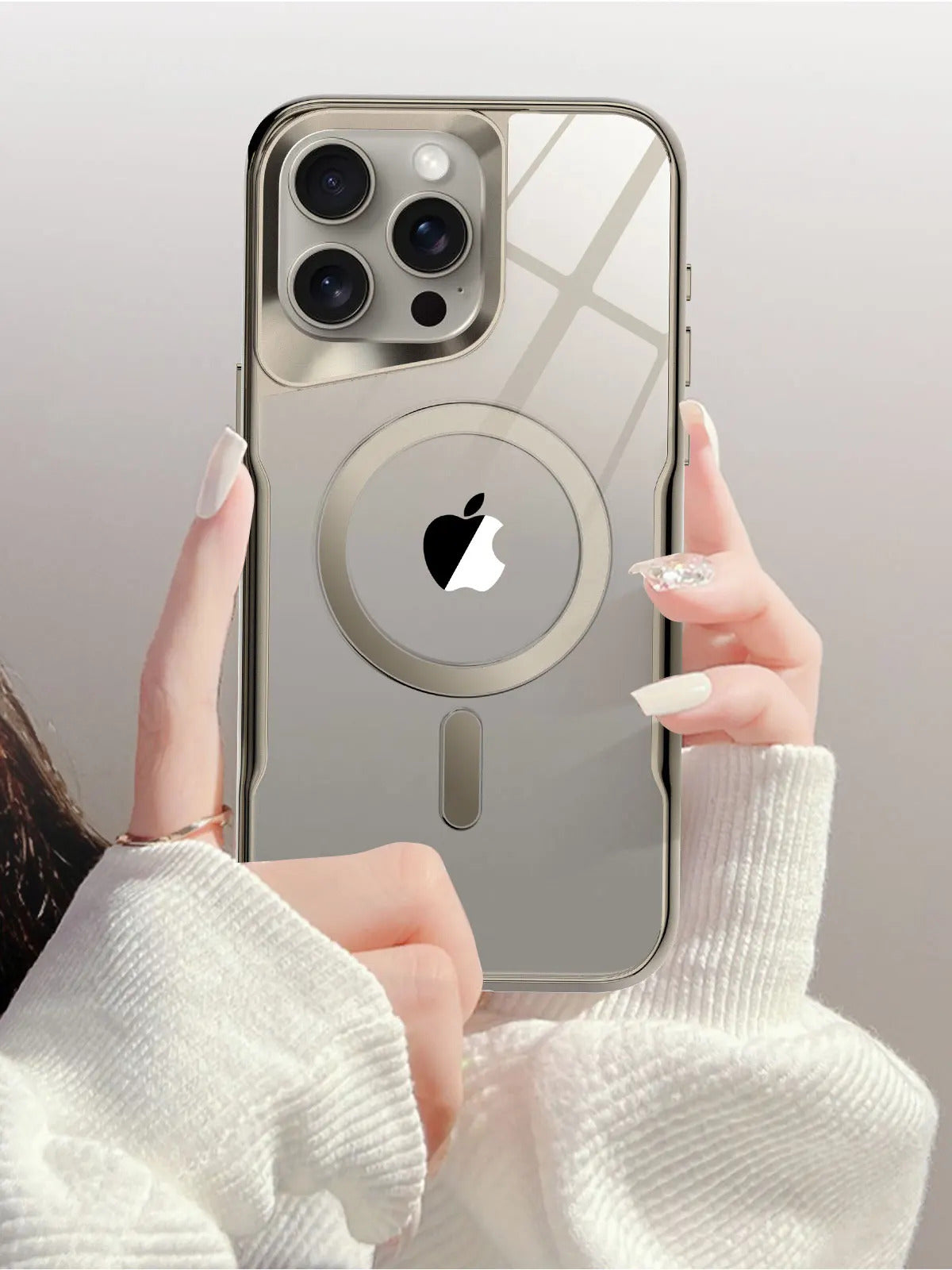 Luxury Plating Frame MagSafe iPhone Case - Magnetic Transparent Cover, Wireless Charging Compatible Case for iPhone