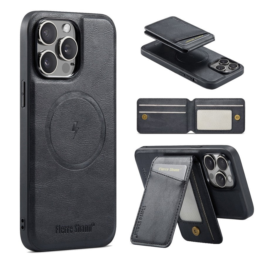 Luxury 2-in-1 Detachable Wallet iPhone Case – Magnetic Card Holder, MagSafe Compatible, Shockproof Protection, Premium Leather Cover for iPhone Models