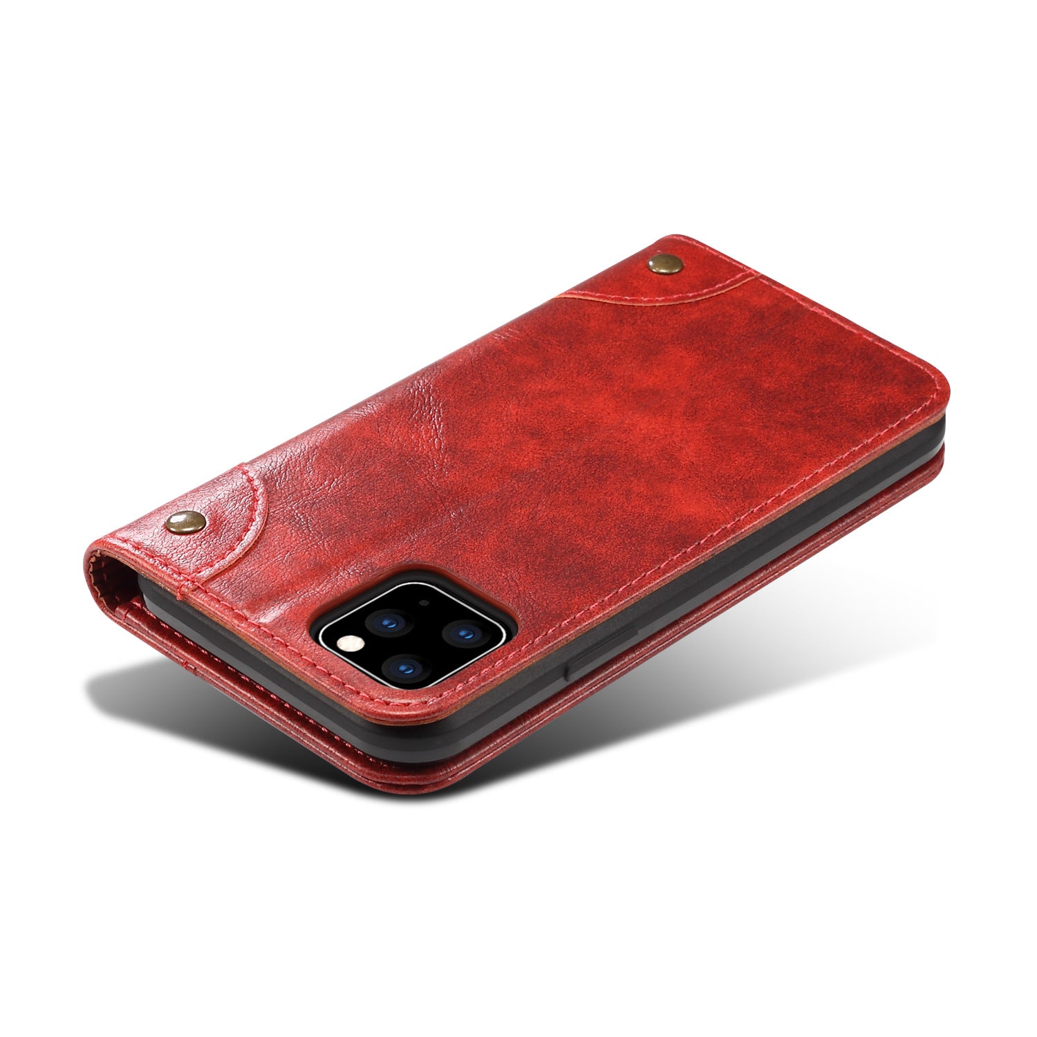 Luxury Genuine Leather Wallet Flip iPhone Case – Magnetic Closure, Card Holder, Stand Function, Shockproof Protective Cover, Classic Book-Style Design