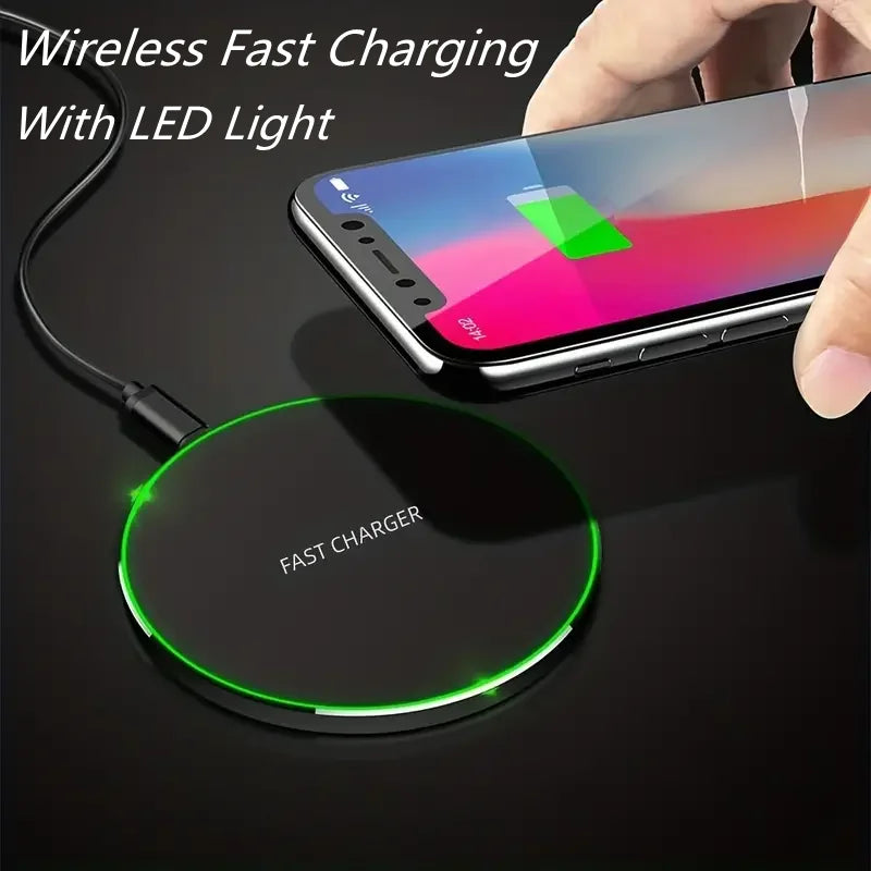 Premium 30W Wireless Charging Pad – Schnelles Induktionsladegerät mit Typ-C-Anschluss, LED-Anzeige, kompatibel mit Apple iPhone, AirPods, iOS- und Android-Geräten 