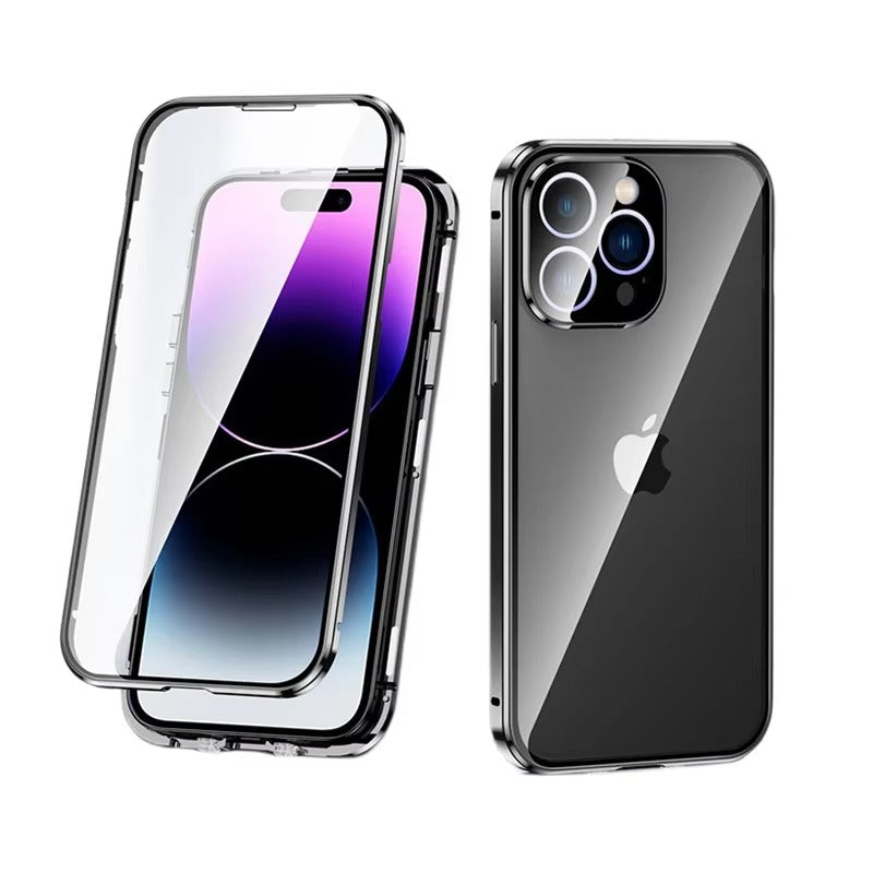 Premium Apple iPhone Case MagSafe Compatible, Camera Lens & Screen Protection, Cover with 360 Metal Glass Bumper