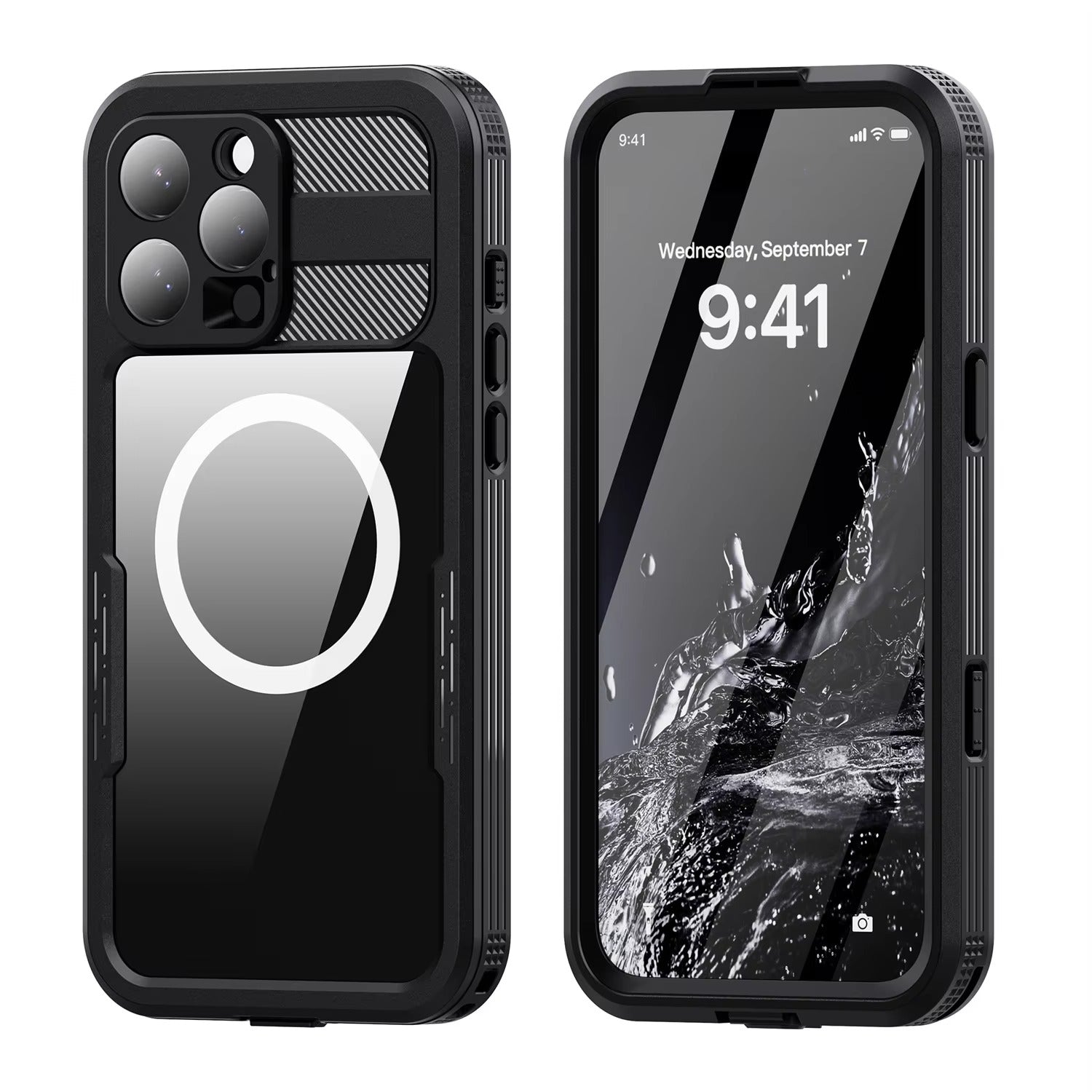 Premium Apple iPhone Case MagSafe Compatible, Camera Lens & Screen Protection, Ultra Thin Shockproof Magnetic Full All Around Protection Cover with IP68 Waterproof Charging Design
