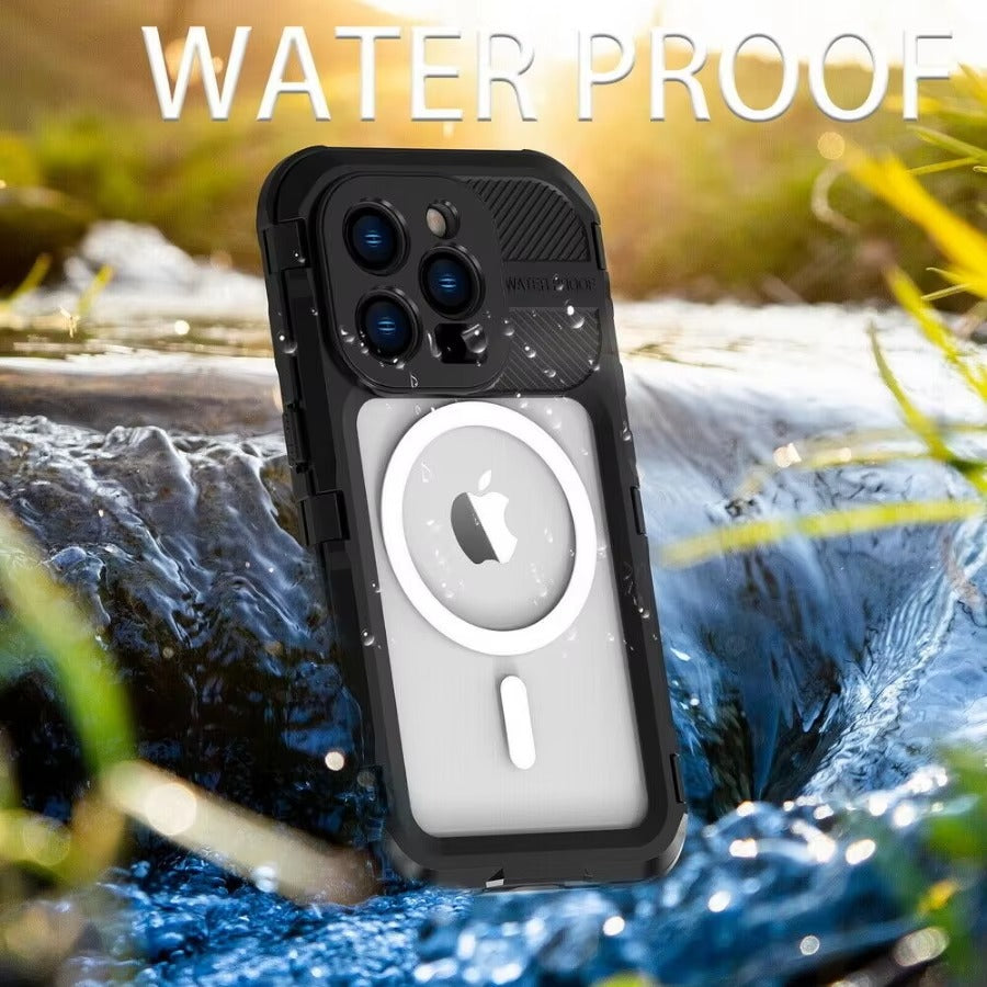 Robust Apple iPhone Case MagSafe Compatible, Camera Lens & Screen Protection, Ultra Thin Shockproof Magnetic Full All Around Protection Cover with IP68 Metal Military Design