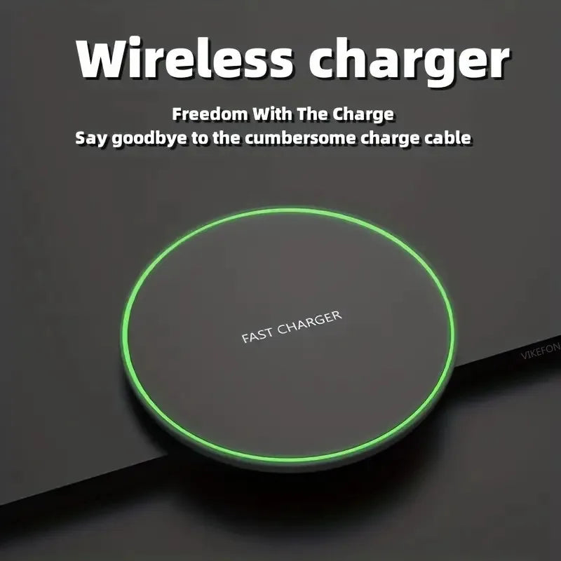 Premium 30W Wireless Charging Pad – Schnelles Induktionsladegerät mit Typ-C-Anschluss, LED-Anzeige, kompatibel mit Apple iPhone, AirPods, iOS- und Android-Geräten 