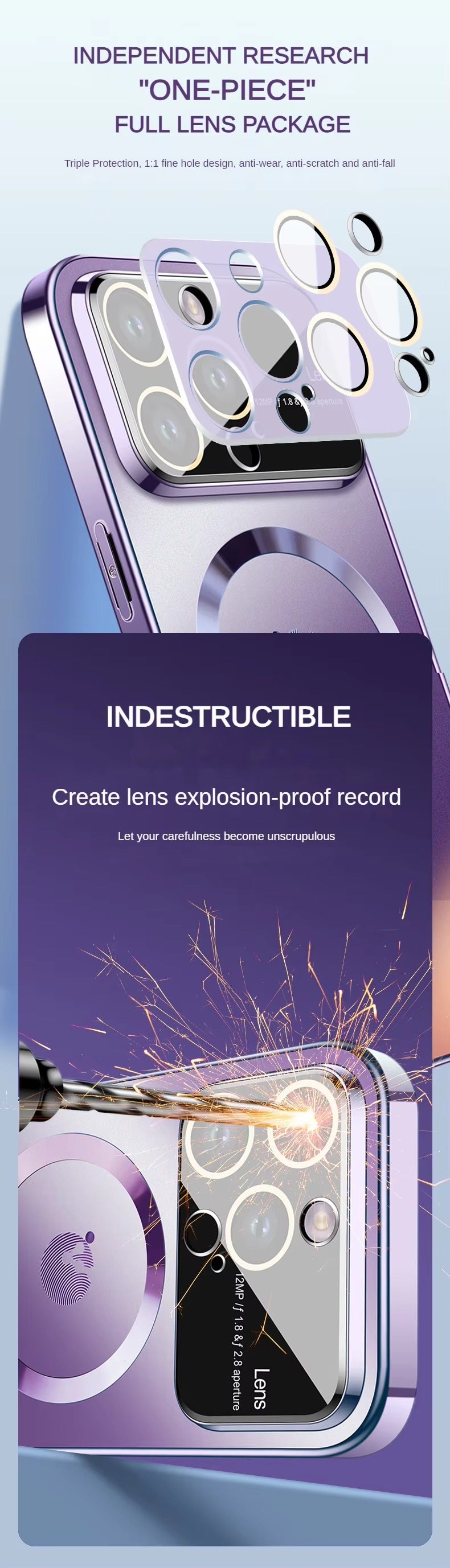 Premium-Hülle für Apple iPhone, MagSafe-kompatibel, Kameraobjektiv- und Bildschirmschutz, ultradünne, stoßfeste, magnetische Rundum-Schutzhülle mit Schiebeobjektiv und transparenter Acrylrückseite