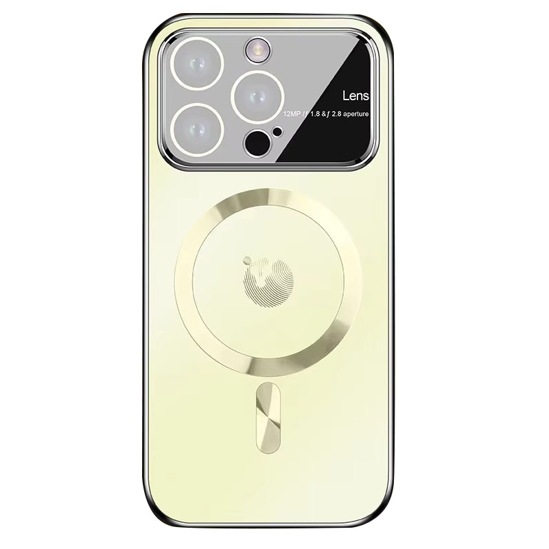 Premium-Hülle für Apple iPhone, MagSafe-kompatibel, Kameraobjektiv- und Bildschirmschutz, ultradünne, stoßfeste, magnetische Rundum-Schutzhülle mit Schiebeobjektiv und transparenter Acrylrückseite