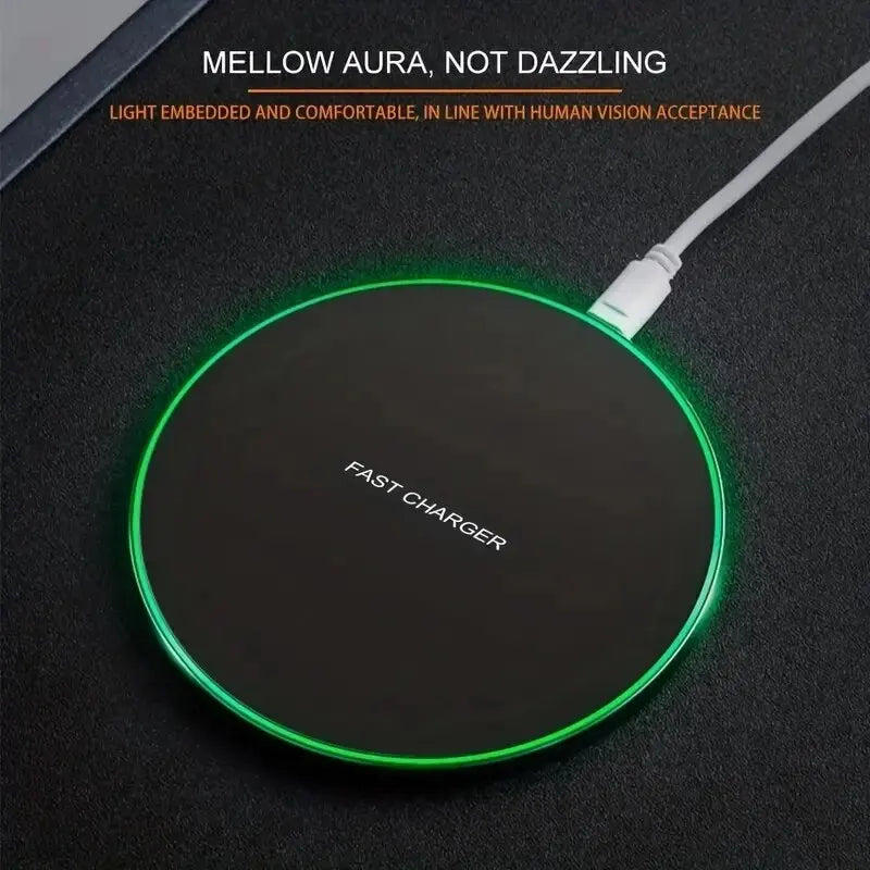 Premium 30W Wireless Charging Pad – Schnelles Induktionsladegerät mit Typ-C-Anschluss, LED-Anzeige, kompatibel mit Apple iPhone, AirPods, iOS- und Android-Geräten 