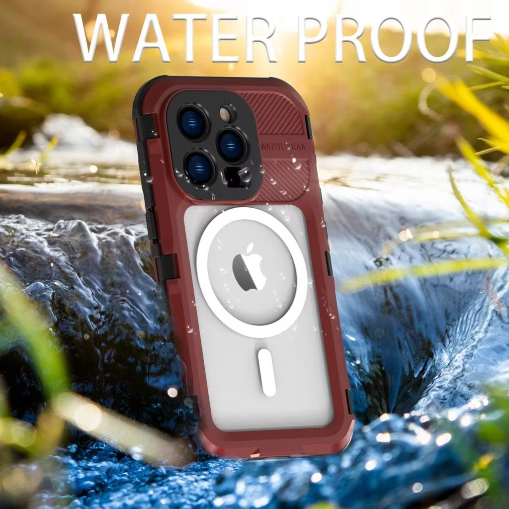 Robust Apple iPhone Case MagSafe Compatible, Camera Lens & Screen Protection, Ultra Thin Shockproof Magnetic Full All Around Protection Cover with IP68 Metal Military Design