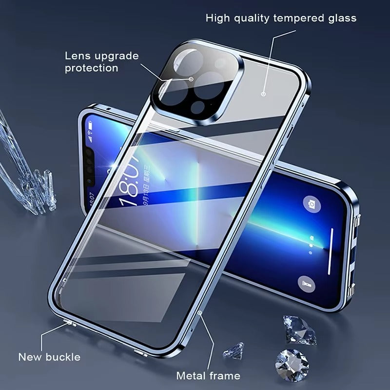 Luxury Apple iPhone Case MagSafe Compatible, Camera Lens & Screen Protection,  Cover with Double-Sided Glass Design