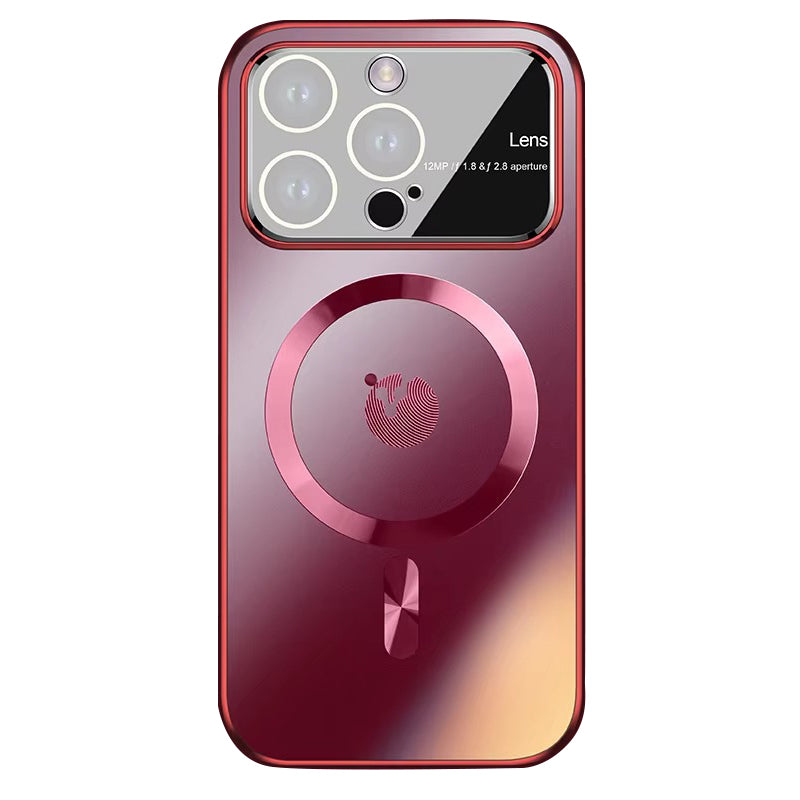 Premium-Hülle für Apple iPhone, MagSafe-kompatibel, Kameraobjektiv- und Bildschirmschutz, ultradünne, stoßfeste, magnetische Rundum-Schutzhülle mit Schiebeobjektiv und transparenter Acrylrückseite