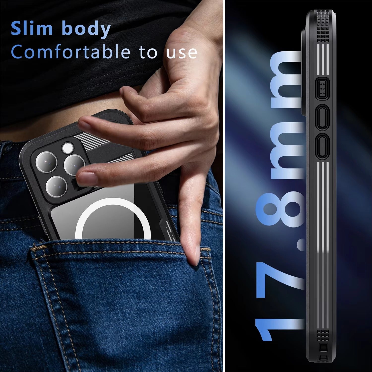 Premium Apple iPhone Case MagSafe Compatible, Camera Lens & Screen Protection, Ultra Thin Shockproof Magnetic Full All Around Protection Cover with IP68 Waterproof Charging Design