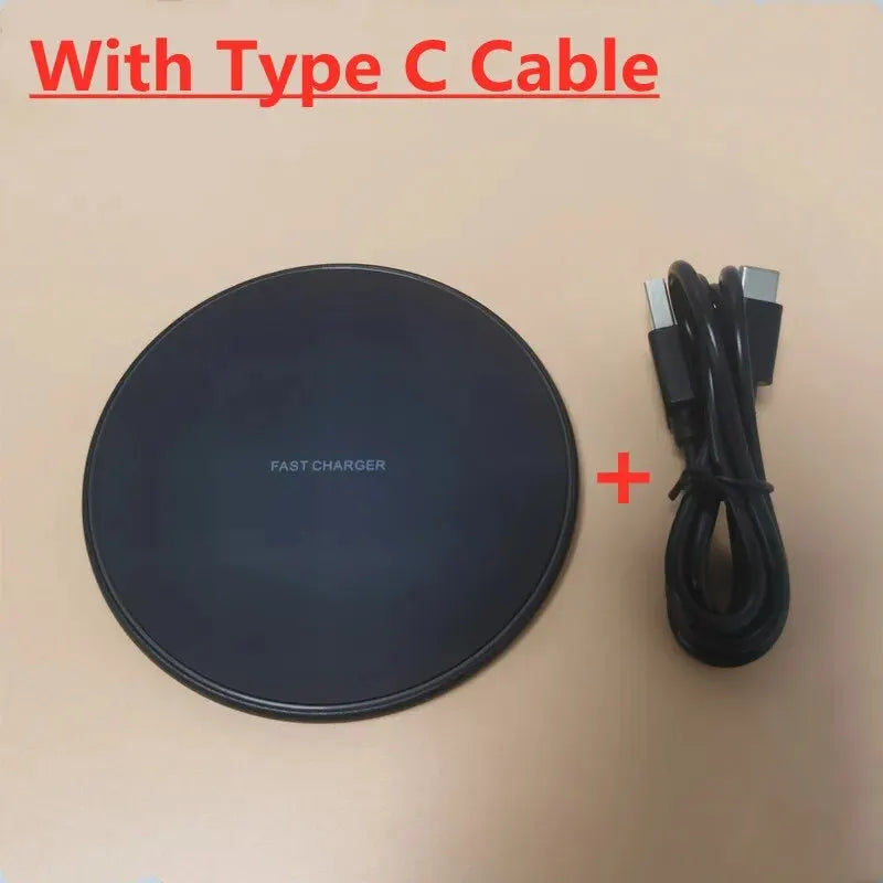Premium 30W Wireless Charging Pad – Schnelles Induktionsladegerät mit Typ-C-Anschluss, LED-Anzeige, kompatibel mit Apple iPhone, AirPods, iOS- und Android-Geräten 