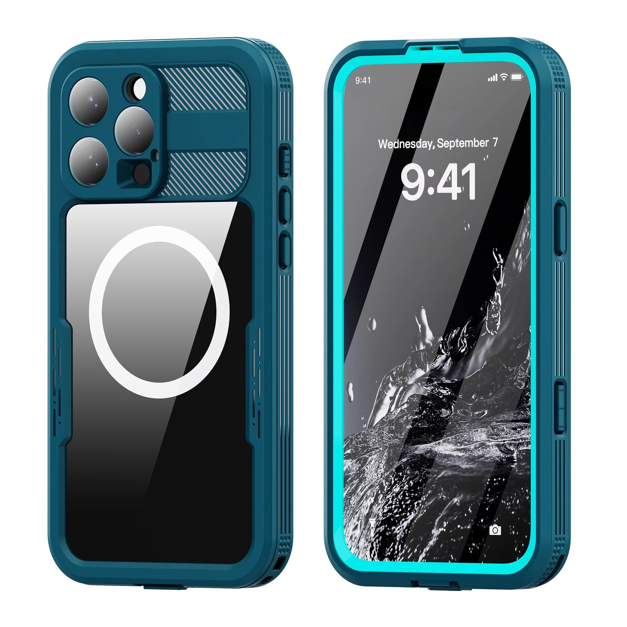 Premium Apple iPhone Case MagSafe Compatible, Camera Lens & Screen Protection, Ultra Thin Shockproof Magnetic Full All Around Protection Cover with IP68 Waterproof Charging Design