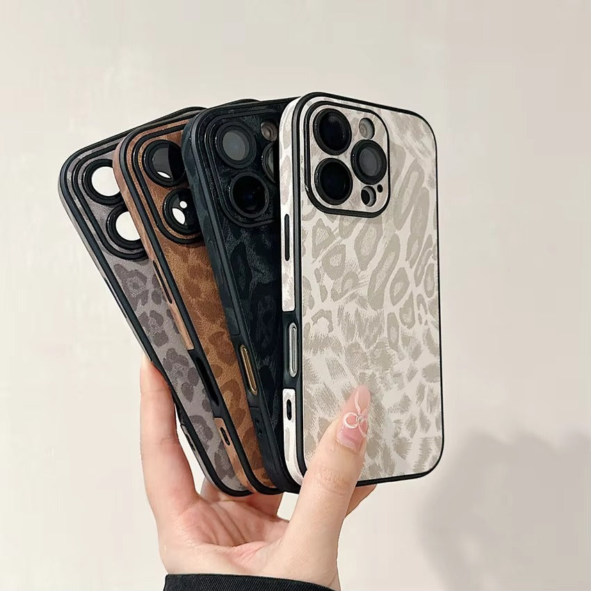 Luxury Apple iPhone Case MagSafe Compatible, Camera Lens & Screen Protection, Ultra Thin Shockproof Magnetic Full All Around Protection Cover with Wrist Strap & Leopard Design