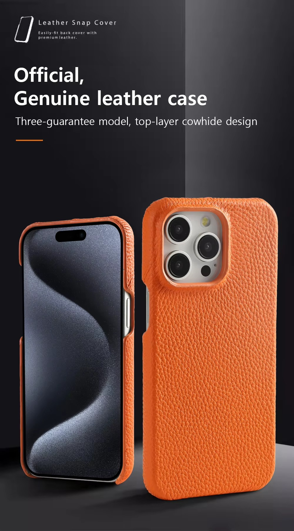 Luxury Natural Cowhide Leather MagSafe iPhone Case – Lychee Texture, Durable & Stylish Phone Back Cover | Case for iPhone