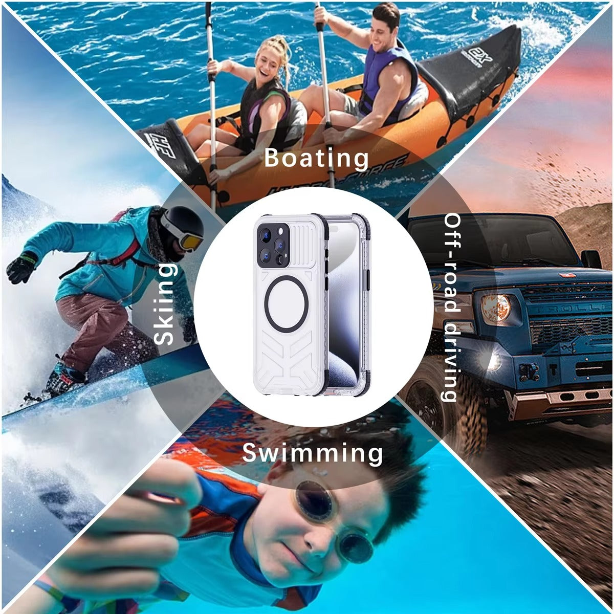 Luxury Apple iPhone Case MagSafe Compatible, Camera Lens & Screen Protection, Ultra Thin Shockproof Magnetic Full All Around Protection Cover with IP68 Waterproof Matte Finish