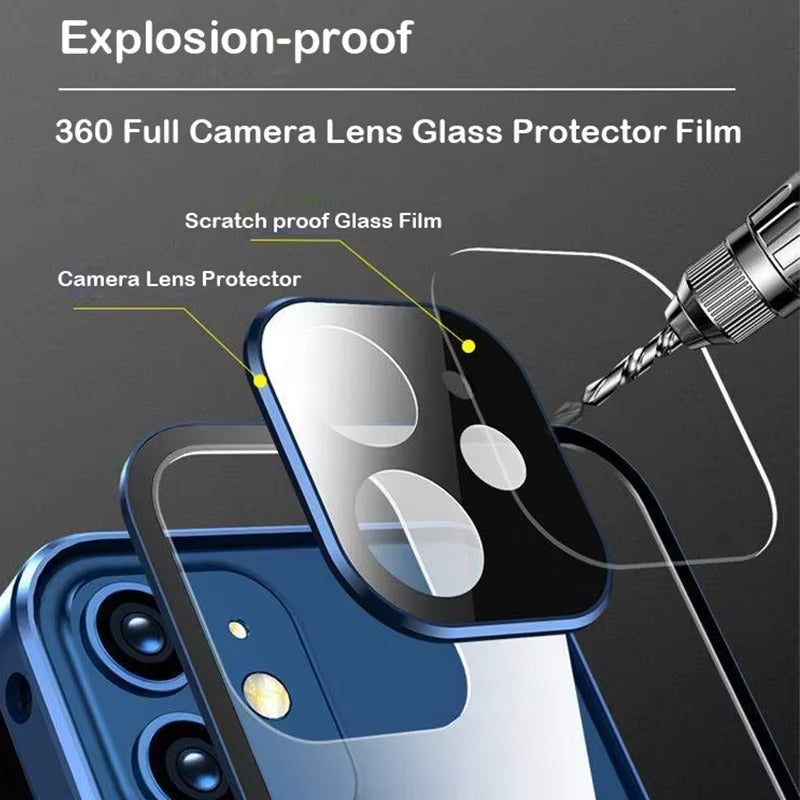 Luxury Apple iPhone Case MagSafe Compatible, Camera Lens & Screen Protection,  Cover with Double-Sided Glass Design