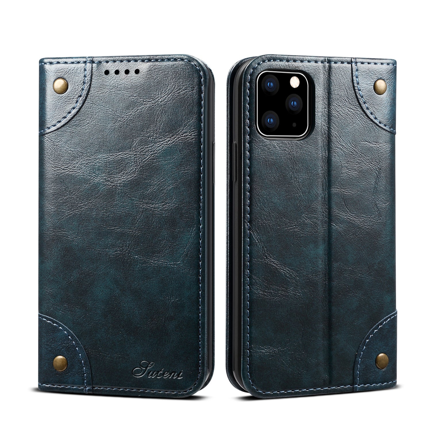 Luxury Genuine Leather Wallet Flip iPhone Case – Magnetic Closure, Card Holder, Stand Function, Shockproof Protective Cover, Classic Book-Style Design
