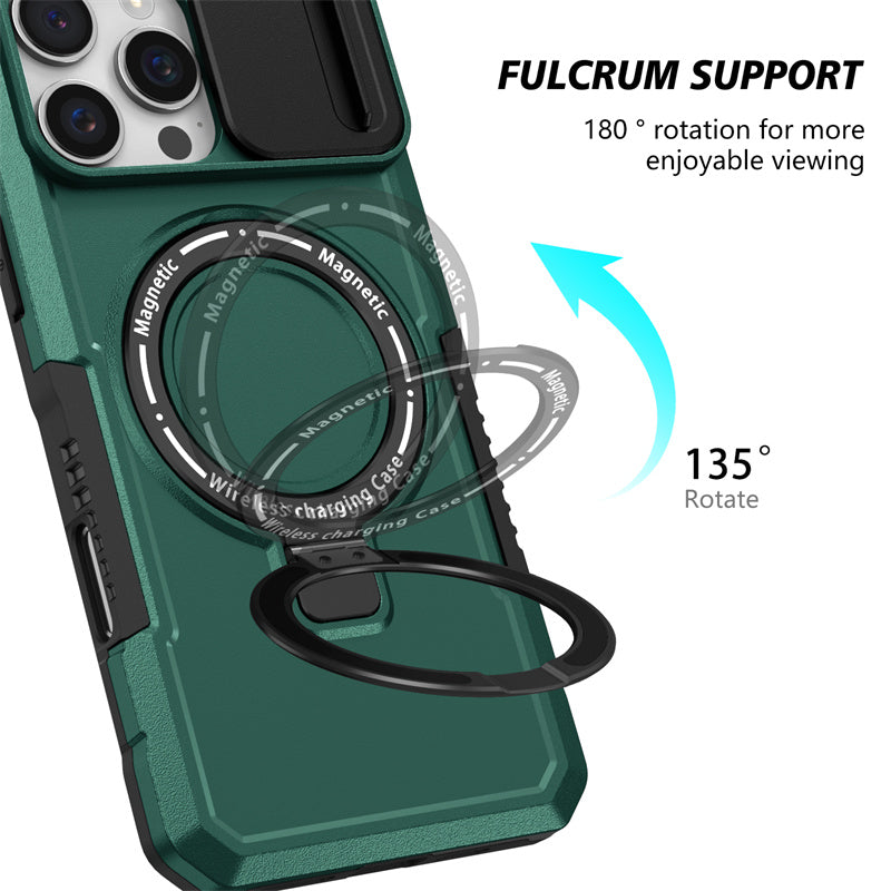 MagSafe Armor iPhone Case – Magnetic Holder, Wireless Charging, Slide Camera Protection, Full-Body Cover for iPhone Models