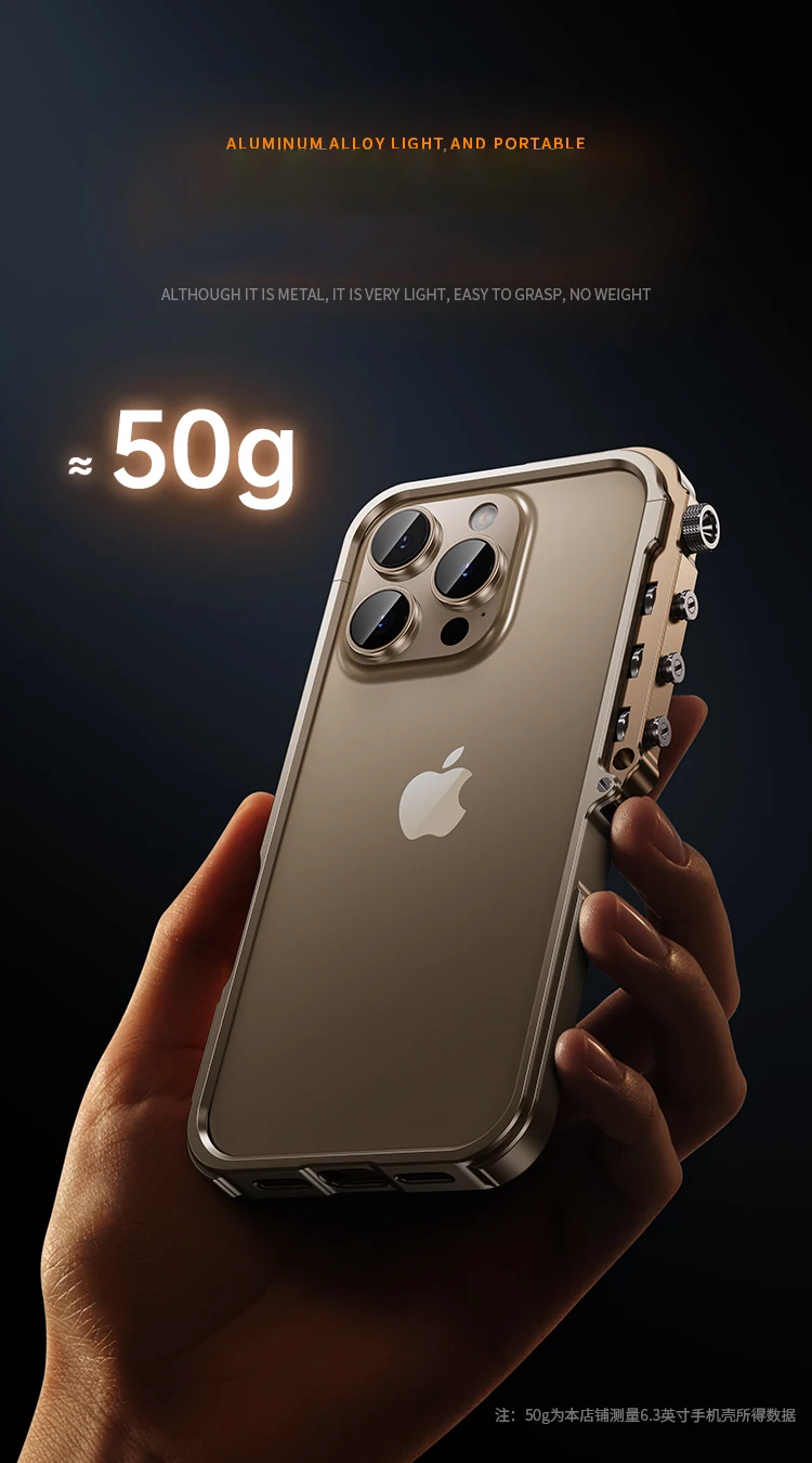 Luxury Aluminum Alloy Armor Frame iPhone Case – 360° Mechanical Metal Bumper for iPhone Models, Durable and Stylish Design