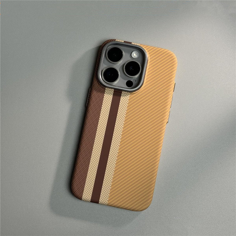 Hit Color Carbon Fiber Texture MagSafe iPhone Case – Wireless Charging Hard PC Cover with Relief Design for iPhone Models